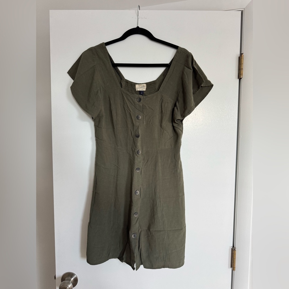 Target Green Button-Front Mini Dress